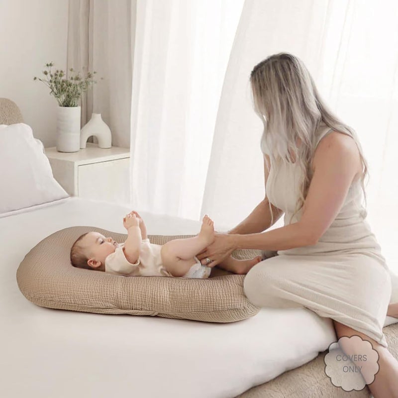 Termichy Baby Lounger Cover Muslin: Soft Cotton Slipcover for Snuggle Me Lounger - Removable & Machine Washable for Daily Use - Zipper-Free & Skin-Friendly for Newborn Girls and Boys - Image 2